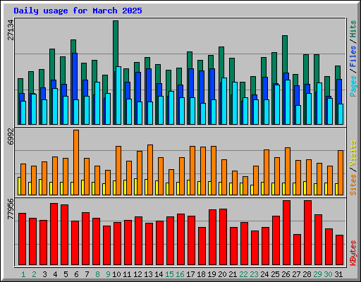 Daily usage for March 2025